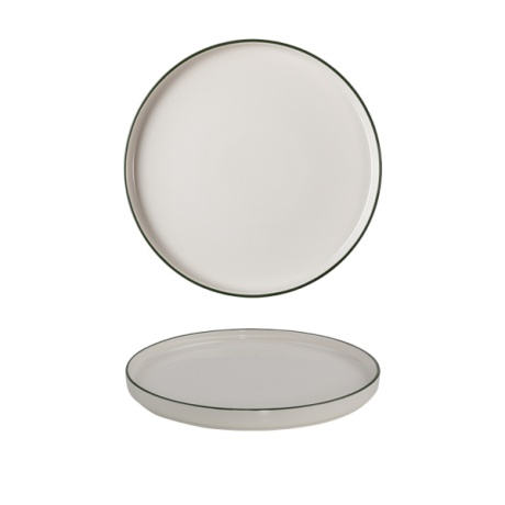 Stolt Modest Green taldrik, püstise servaga 25,5cm, valge / roheline serv