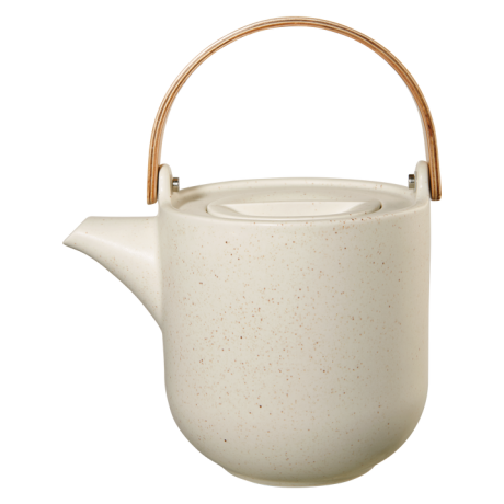 Coppa sencha teekann 1L, valge, puidust käepide